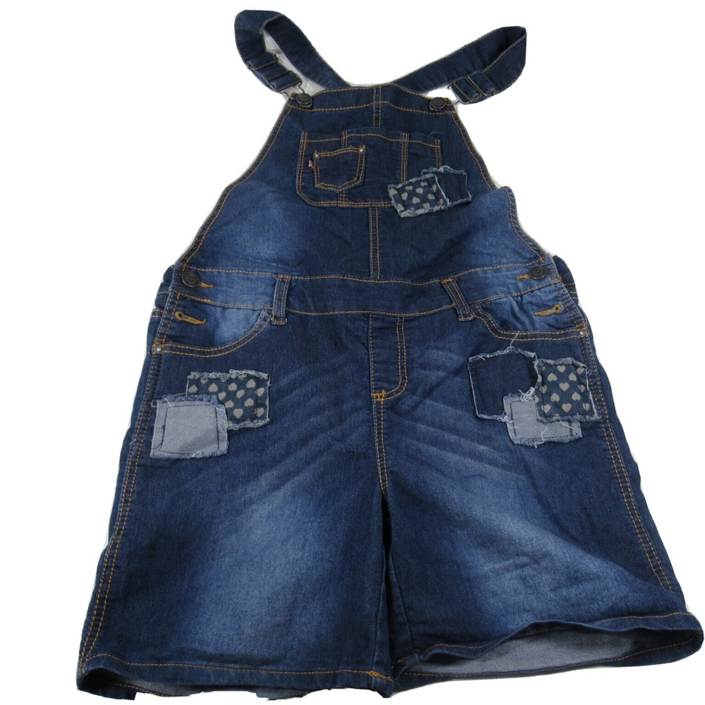 Vigoss Jeans Girls Denim Jean Overall Shorts‎  With Patchwork Size Large